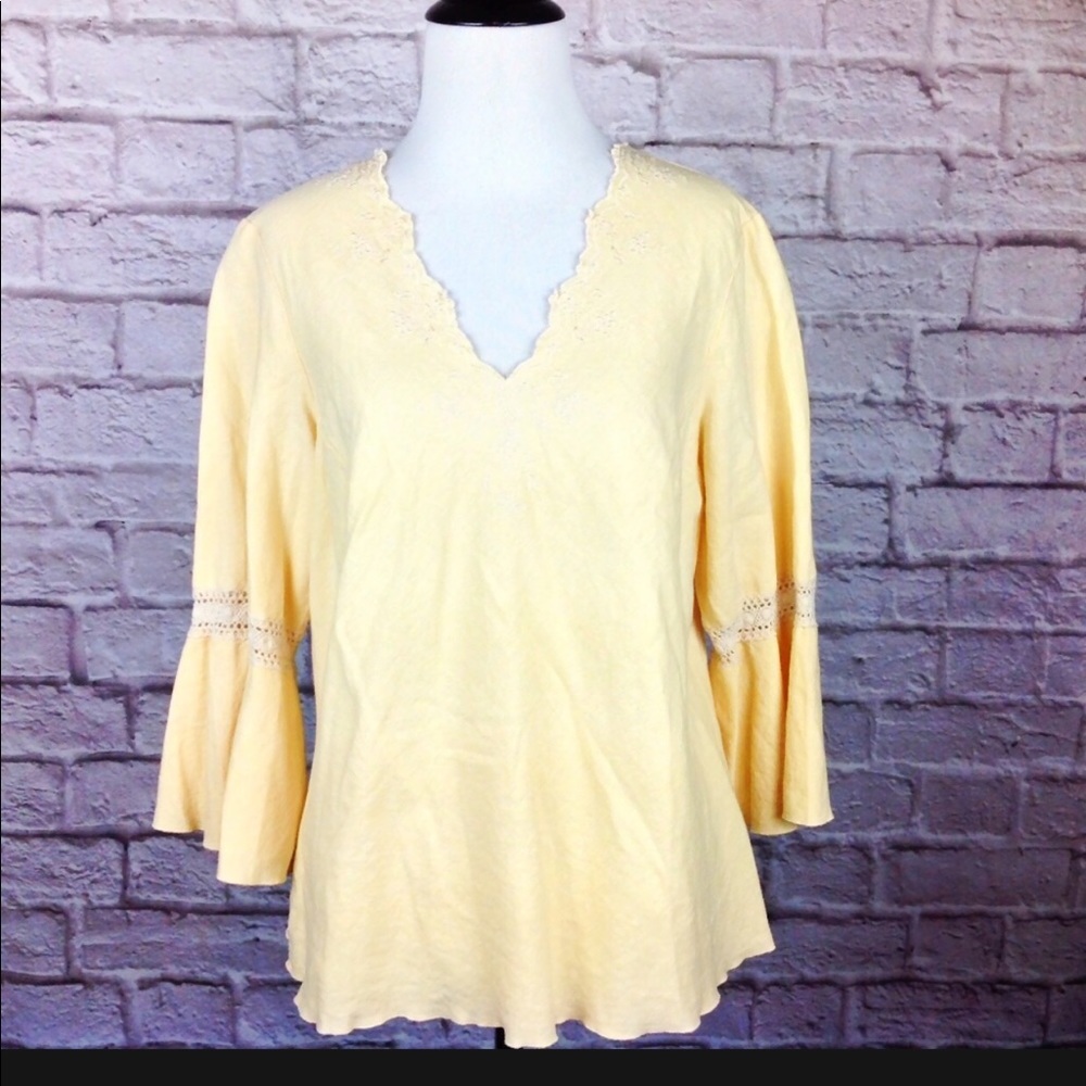 Blouse - Sangria Linen Pale Lemon Top absolutely beautiful!!